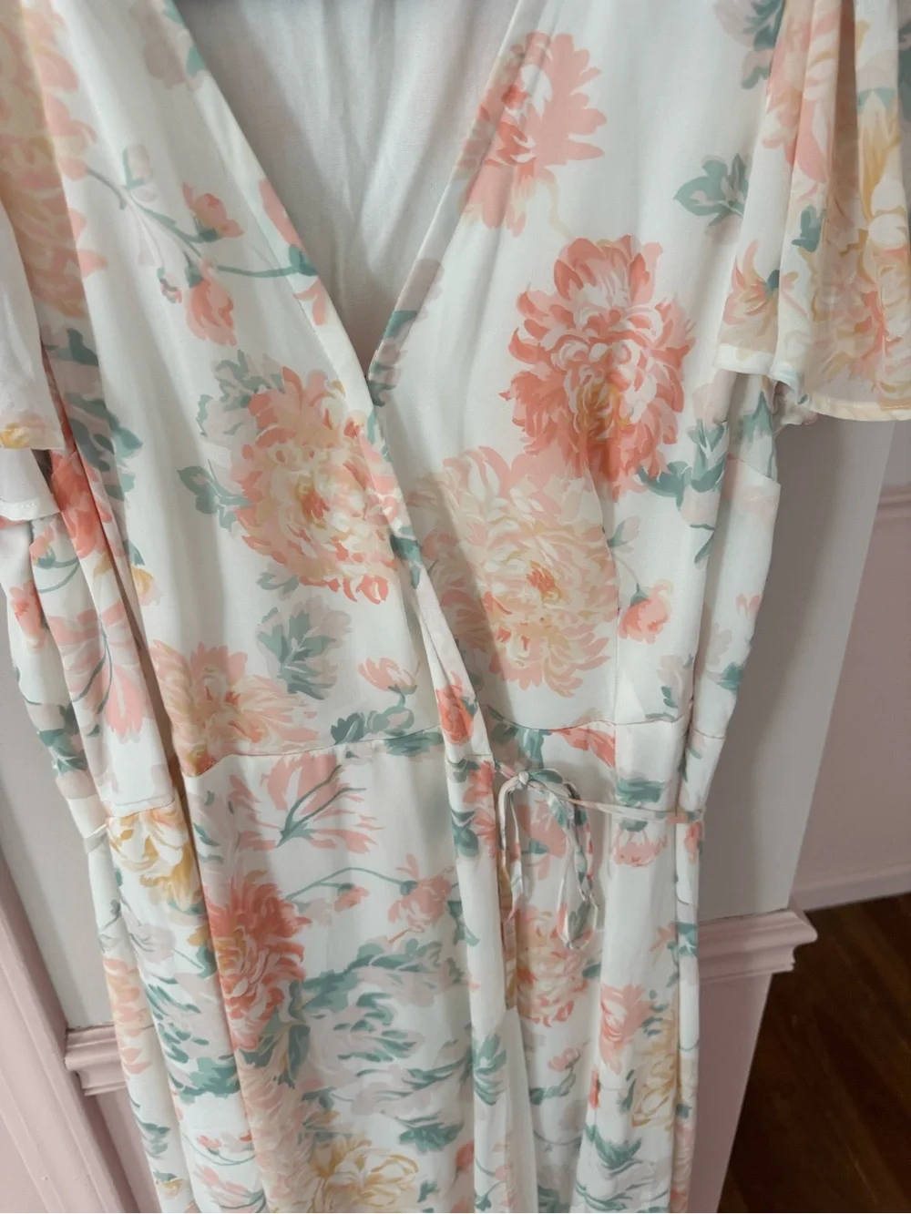 Abercrombie & Fitch Mint Floral Wrap Midi Dress
